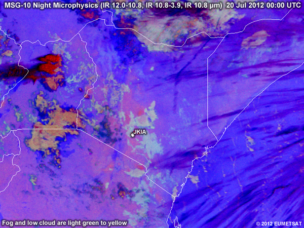 Animation of MSG-9 Night Microphysics RGBs over Kenya from 00 UTC to 04 UTC 20 July 2012 