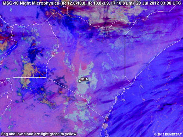 Animation of MSG-9 Night Microphysics RGBs over Kenya from 00 UTC to 04 UTC 20 July 2012
