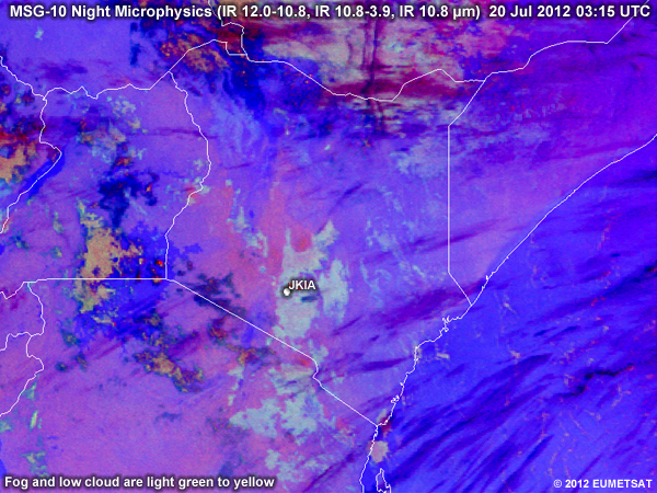 Animation of MSG-9 Night Microphysics RGBs over Kenya from 00 UTC to 04 UTC 20 July 2012