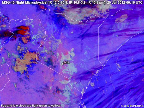 Animation of MSG-9 Night Microphysics RGBs over Kenya from 00 UTC to 04 UTC 20 July 2012