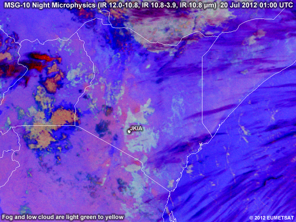 Animation of MSG-9 Night Microphysics RGBs over Kenya from 00 UTC to 04 UTC 20 July 2012
