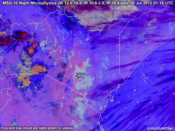 Animation of MSG-9 Night Microphysics RGBs over Kenya from 00 UTC to 04 UTC 20 July 2012