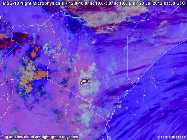 Animation of MSG-9 Night Microphysics RGBs over Kenya from 00 UTC to 04 UTC 20 July 2012