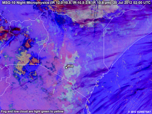 Animation of MSG-9 Night Microphysics RGBs over Kenya from 00 UTC to 04 UTC 20 July 2012