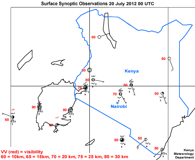 Animation of surface synoptic observations in Kenya at 00, 03, and 06 20 July 2012 