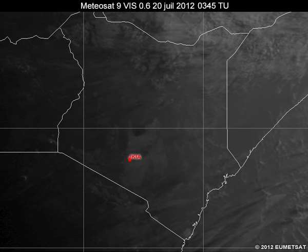 Animation images visibles de Meteosat 9 sur le Kenya de 0345 � 0845 le 20 Juillet 2012