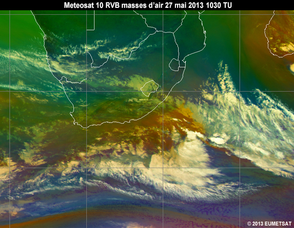 Animation of MSG-10 airmass RGB images over Southern Africa from 06 to 12 UTC 27 May 2013
