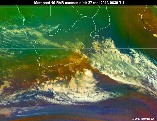 Animation of MSG-10 airmass RGB images over Southern Africa from 06 to 12 UTC 27 May 2013
