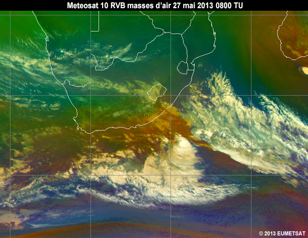 Animation of MSG-10 airmass RGB images over Southern Africa from 06 to 12 UTC 27 May 2013