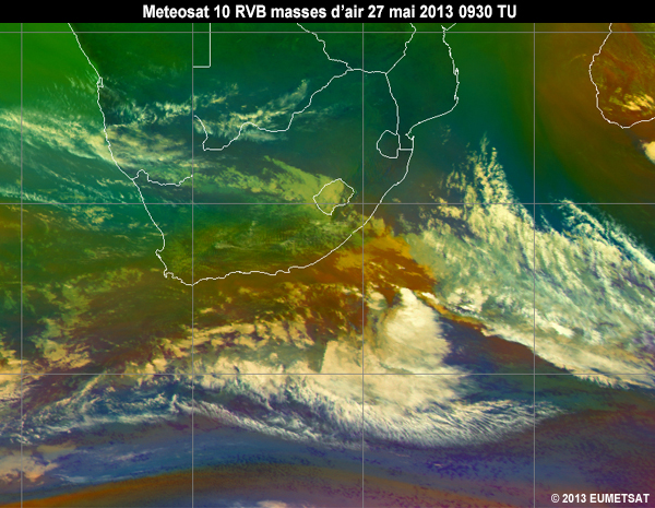 Animation of MSG-10 airmass RGB images over Southern Africa from 06 to 12 UTC 27 May 2013