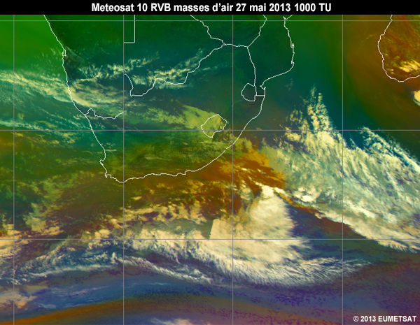 Animation of MSG-10 airmass RGB images over Southern Africa from 06 to 12 UTC 27 May 2013