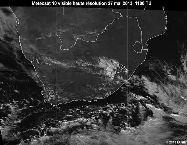 Animation of MSG-10 hrv images over Southern Africa from 06 to 12 UTC 27 May 2013