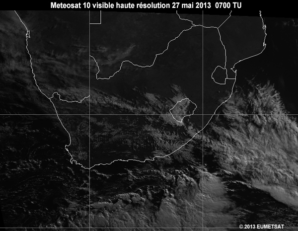 Animation of MSG-10 hrv images over Southern Africa from 06 to 12 UTC 27 May 2013