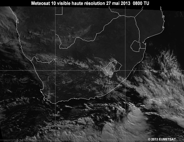 Animation of MSG-10 hrv images over Southern Africa from 06 to 12 UTC 27 May 2013