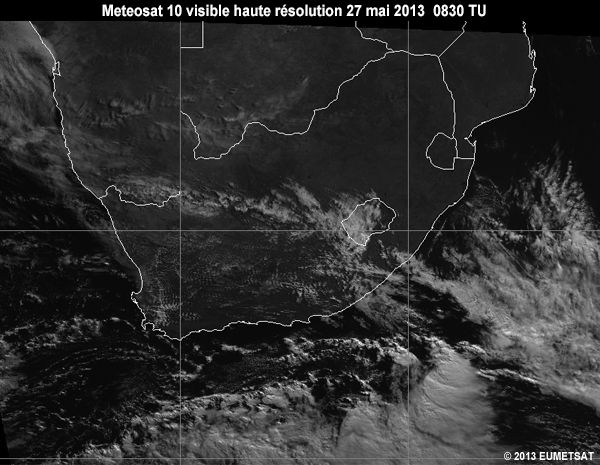Animation of MSG-10 hrv images over Southern Africa from 06 to 12 UTC 27 May 2013