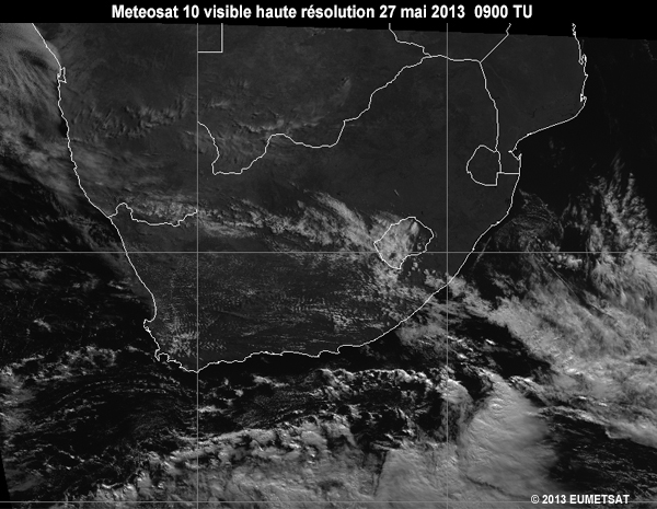 Animation of MSG-10 hrv images over Southern Africa from 06 to 12 UTC 27 May 2013
